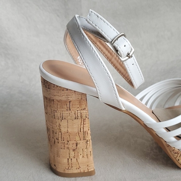 🆕️ TOP MODA White Knotted Cushioned Platform Cork Block Heel Sandals SIZE: 8 - Picture 8 of 11